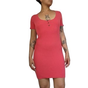 Urban outfitters coral knit bodycon dress size Large